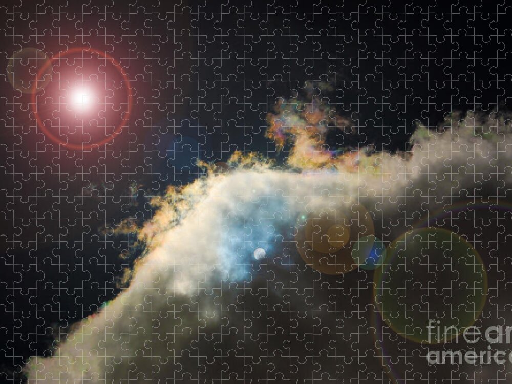 Sun Jigsaw Puzzle featuring the photograph Phenomenon with Lens Flare by Debra Thompson