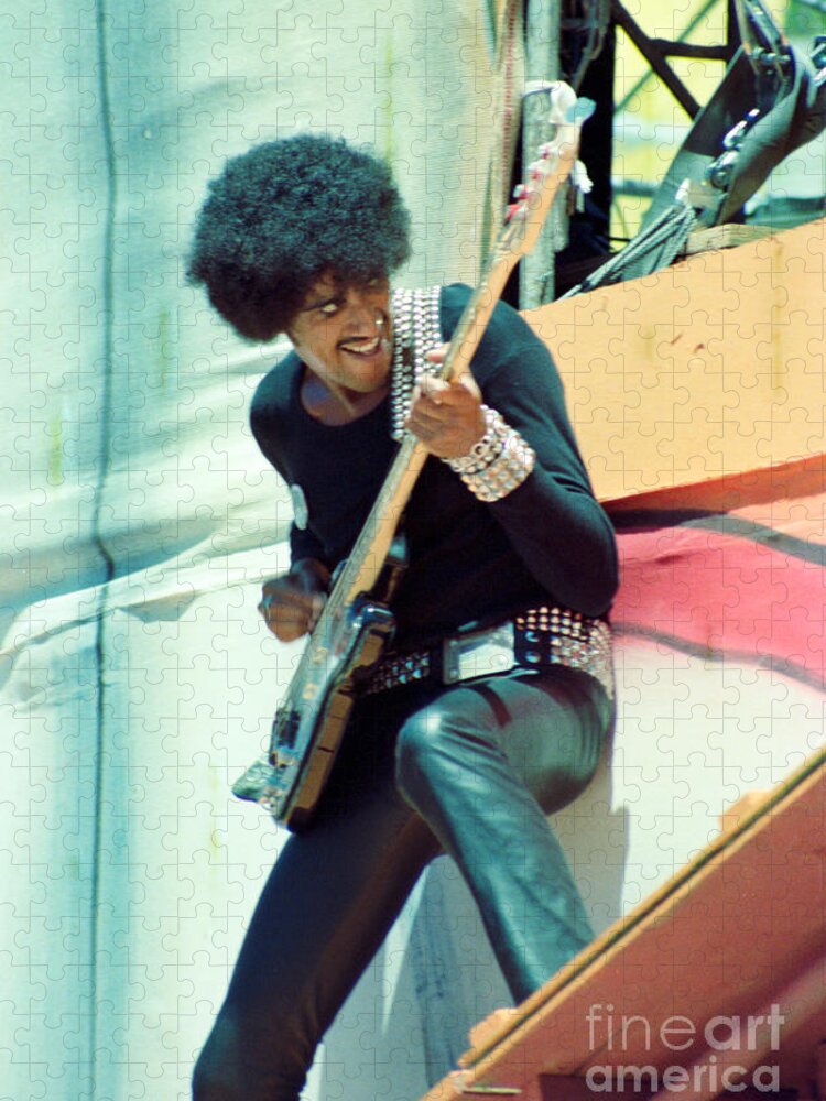 Phil Lynott Jigsaw Puzzle featuring the photograph Phil Lynott of Thin Lizzy - Black Rose Tour Day on the Green 7-4-79 by Daniel Larsen