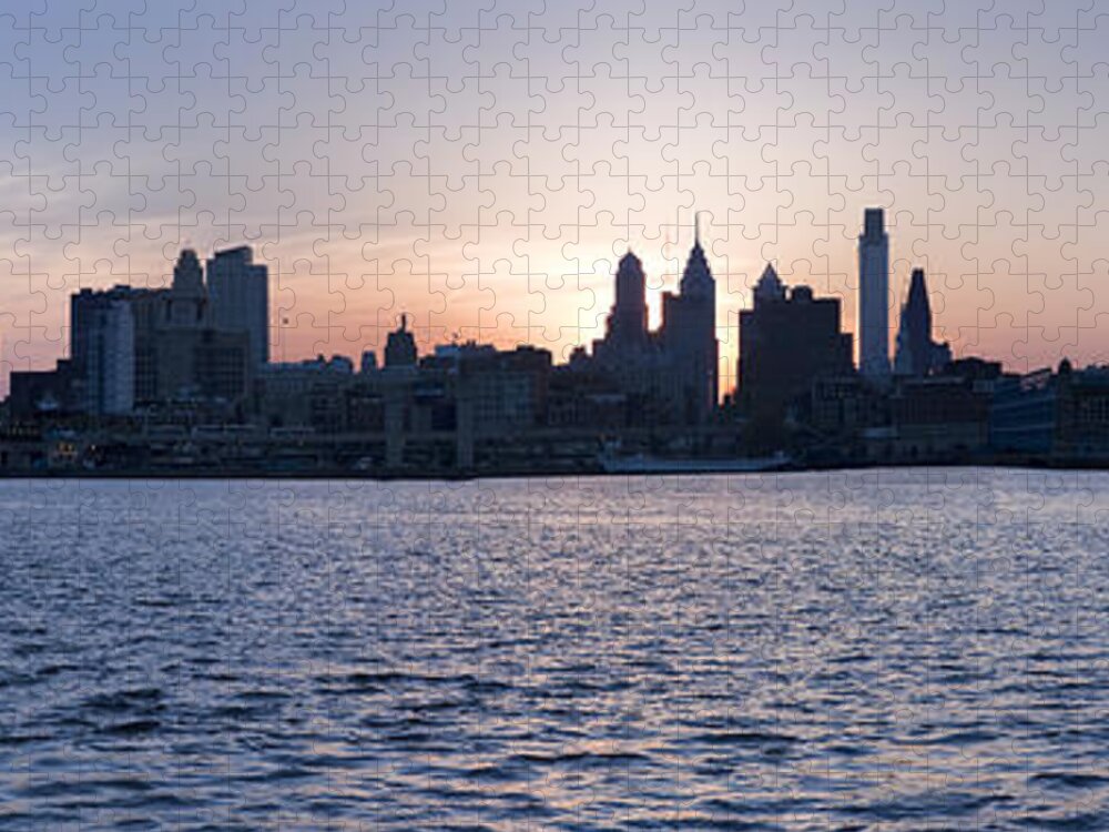 Cityscape Jigsaw Puzzle featuring the photograph Phila PA Skyline Skyscrapers Downtown silhouette by David Zanzinger