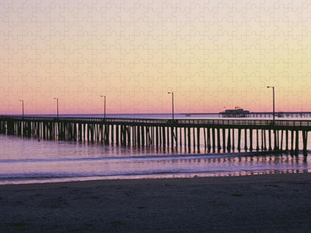 Photography Jigsaw Puzzle featuring the photograph Pier At Sunset, Avila Beach Pier, San by Panoramic Images