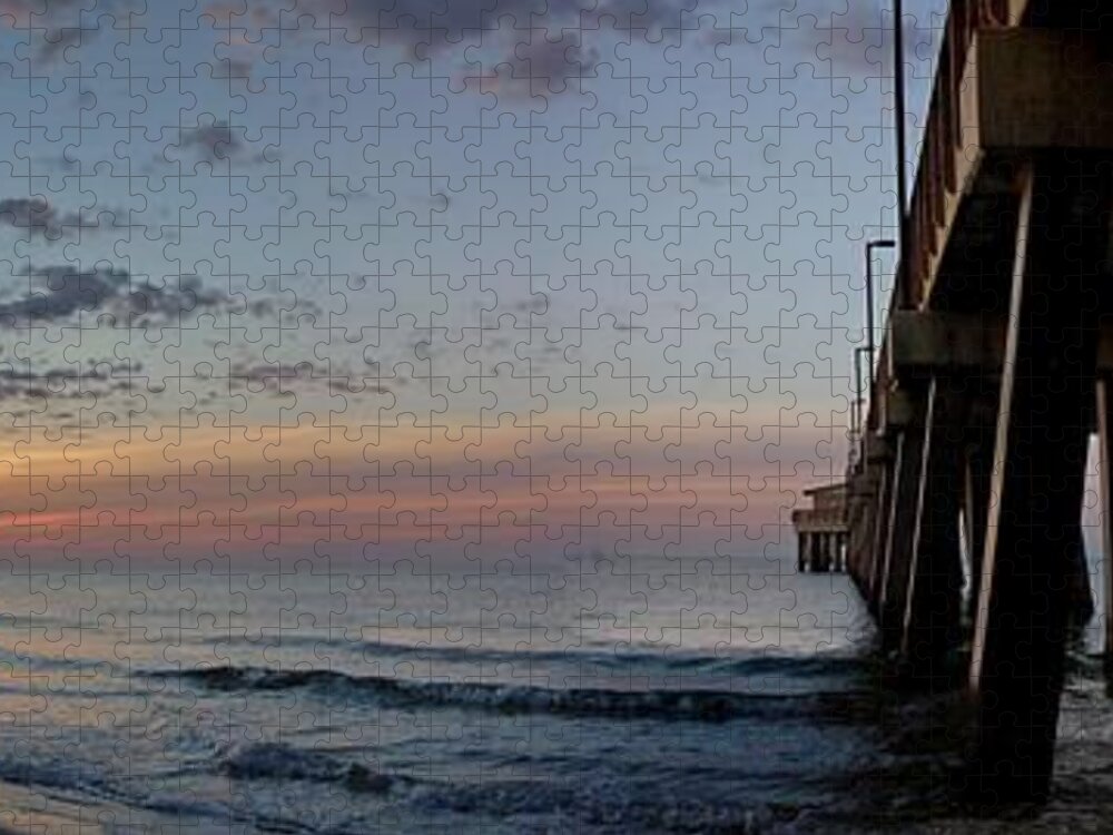 Alabama Jigsaw Puzzle featuring the photograph Pier Panorama at Sunrise by Michael Thomas