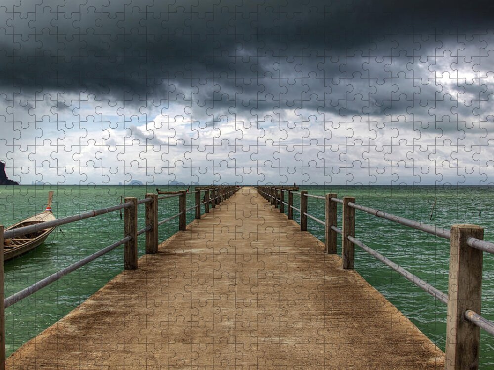 Empty Jigsaw Puzzle featuring the photograph Pier To The Horizon, Koh Yao Yai by Kateryna Negoda