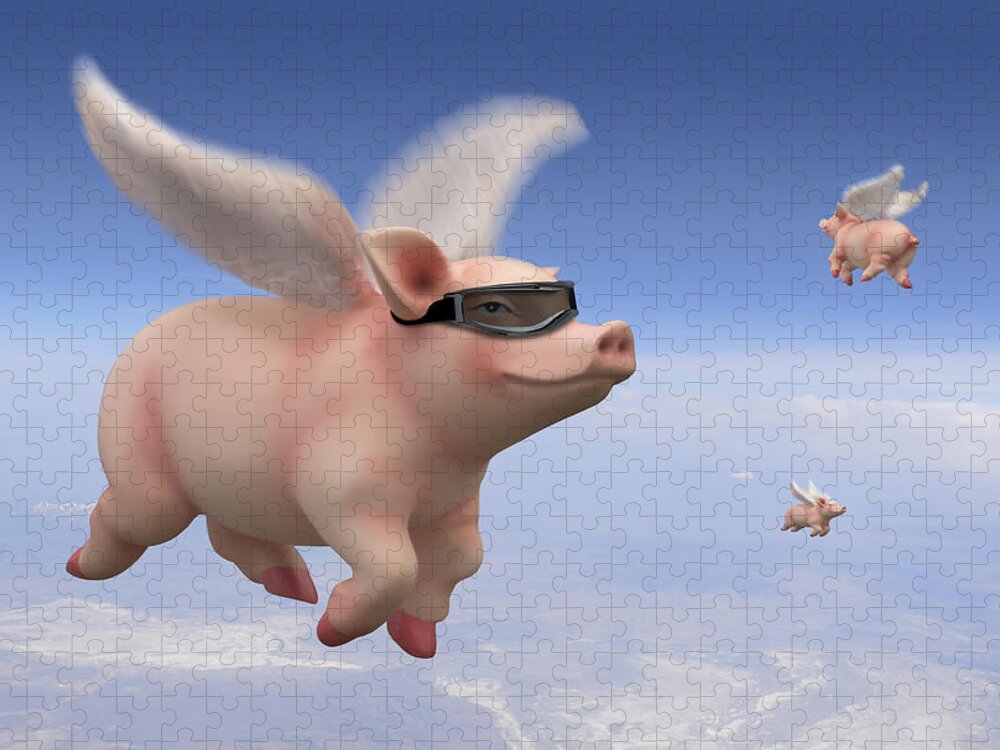 Pigs Fly Jigsaw Puzzle featuring the photograph Pigs Fly by Mike McGlothlen