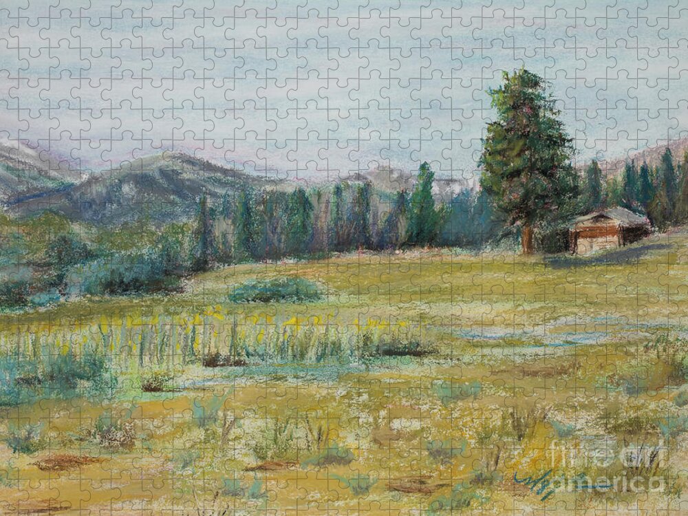 Colorado Mountains Jigsaw Puzzle featuring the painting Pingree Park by Mary Benke