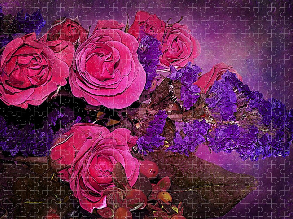 Flowers Jigsaw Puzzle featuring the photograph Pink And Purple Floral Bouquet by Phyllis Denton