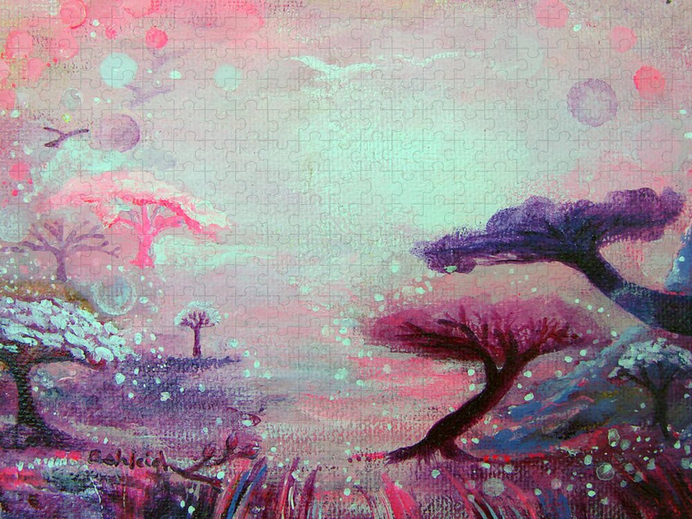 Pink Jigsaw Puzzle featuring the painting Pink Astral Dreams by Ashleigh Dyan Bayer