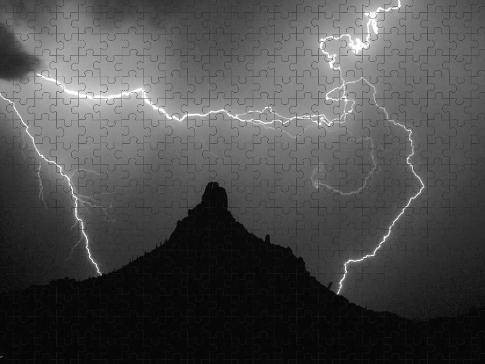 Lightning Jigsaw Puzzle featuring the photograph Pinnacle Peak Surrounded by James BO Insogna