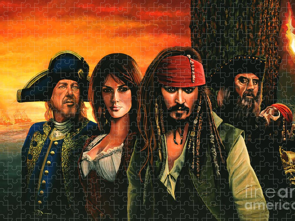 Pirates Of The Caribbean Jigsaw Puzzle featuring the painting Pirates of the Caribbean by Paul Meijering