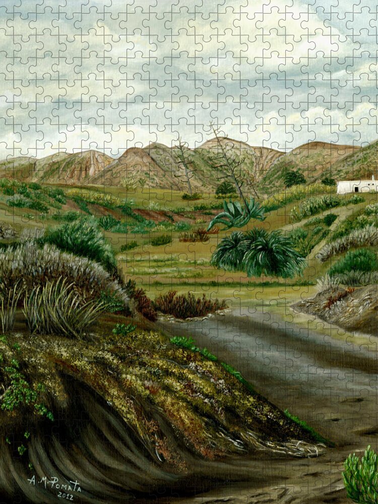 Pitas Jigsaw Puzzle featuring the painting Pitas' Path by Angeles M Pomata