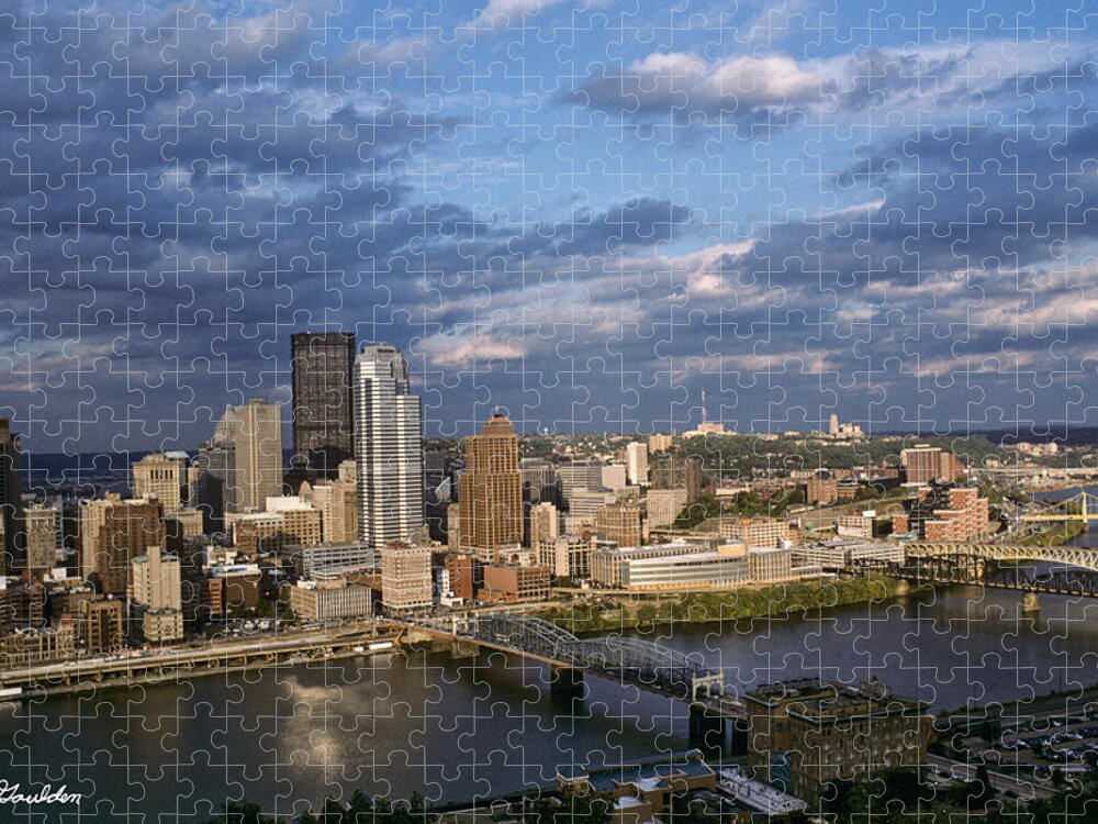 Architecture Jigsaw Puzzle featuring the photograph Pittsburgh Skyline at Dusk by Jeff Goulden