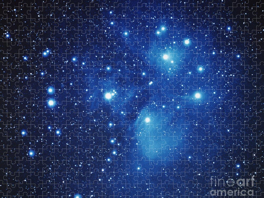 M45 Jigsaw Puzzle featuring the photograph Pleiades Star Cluster by Jason Ware