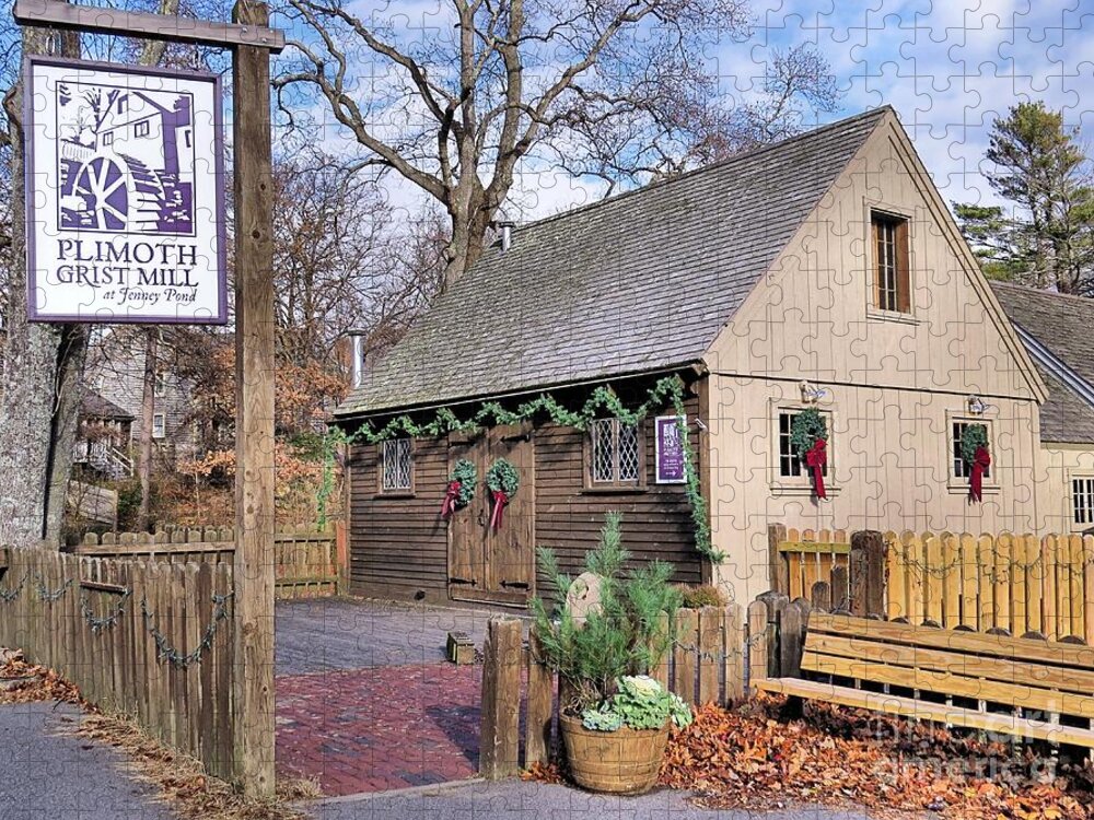 Plimoth Grist Mill Jigsaw Puzzle featuring the photograph Plimoth Grist Mill Yuletide Decorations by Janice Drew