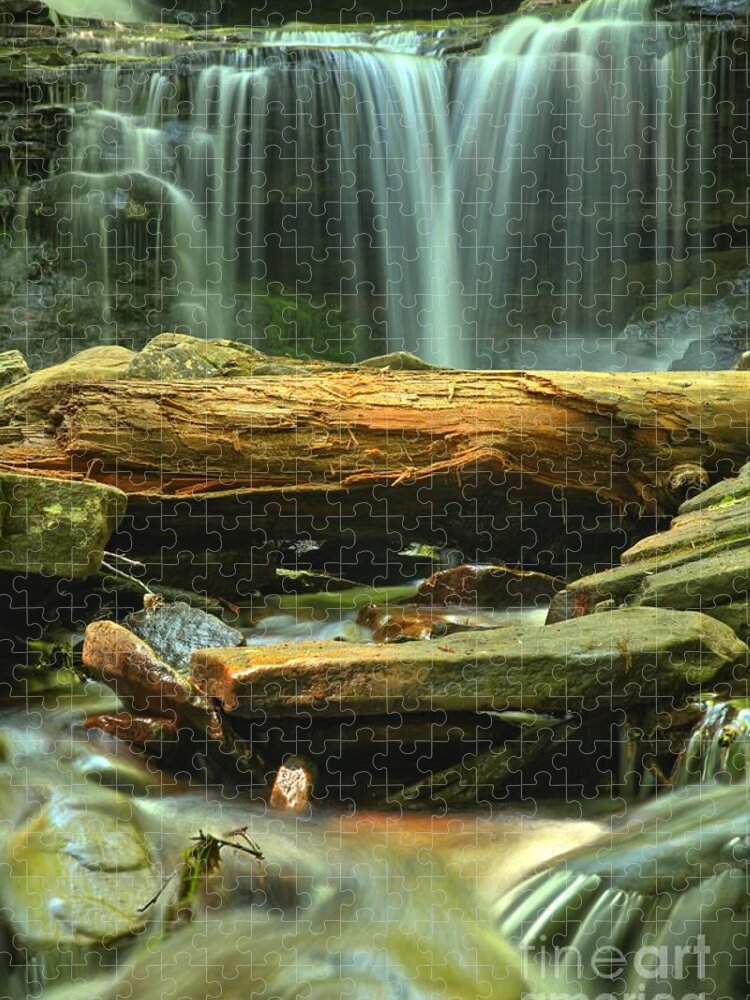 Ricketts Glen Waterfalls Jigsaw Puzzle featuring the photograph Poconos Cascades by Adam Jewell