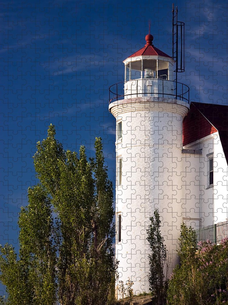 3scape Jigsaw Puzzle featuring the photograph Point Betsie Lighthouse Michigan by Adam Romanowicz