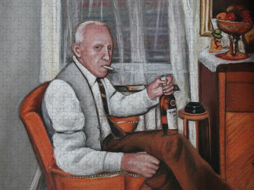 Elderly People Jigsaw Puzzle featuring the painting Polish Grandfather by Melinda Saminski