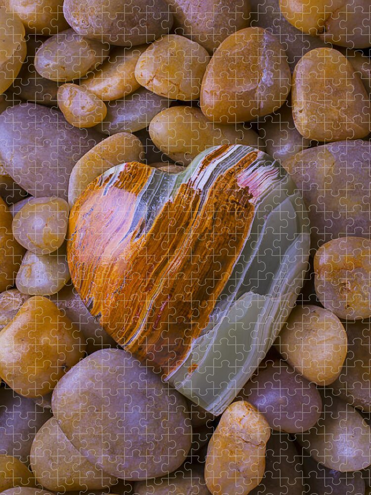Heart Hearts Jigsaw Puzzle featuring the photograph Polished Heart Stone by Garry Gay