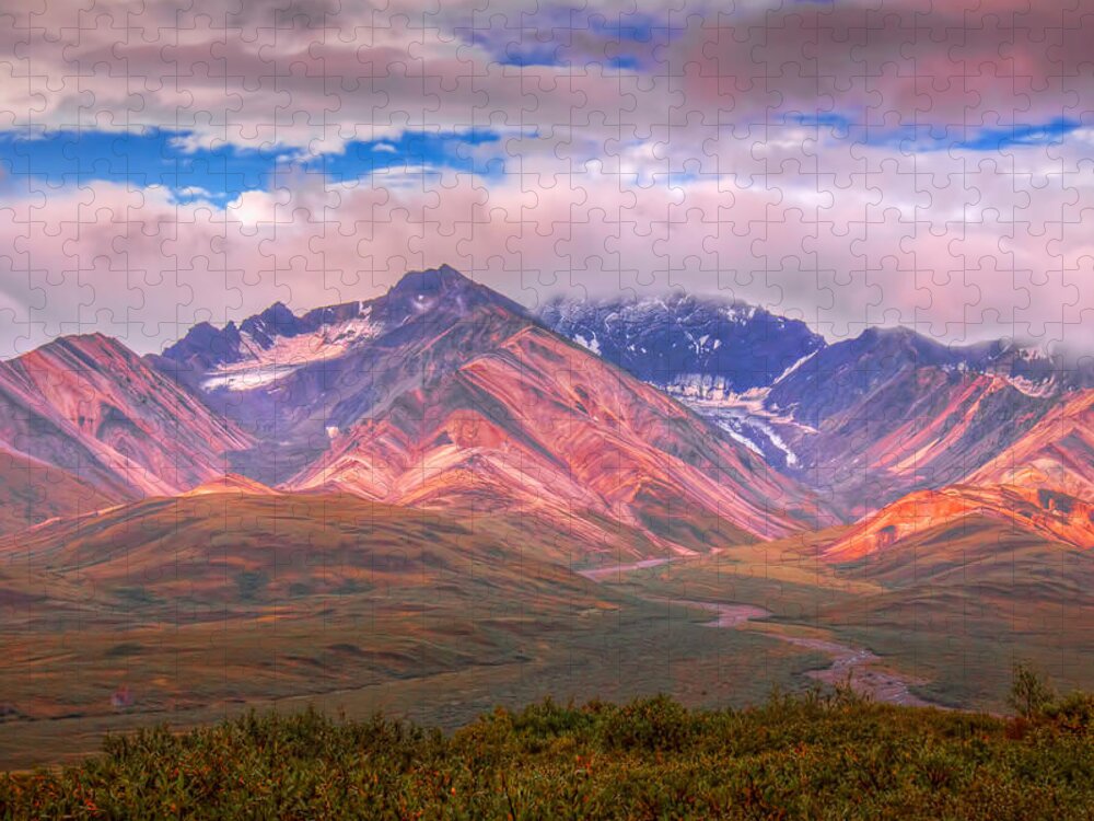 Alaska Jigsaw Puzzle featuring the photograph Polychrome Mountains by Tom Weisbrook