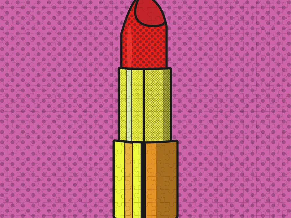 Art Jigsaw Puzzle featuring the digital art Pop Art Lipstick Design by Giuseppe Ramos