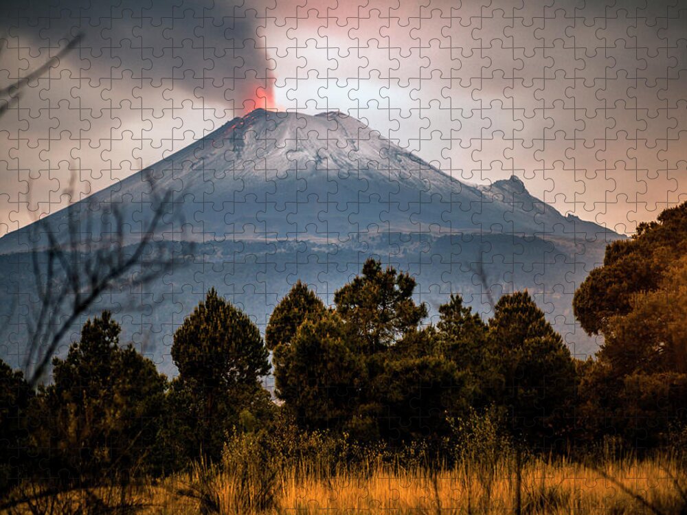 Snow Jigsaw Puzzle featuring the photograph Popocatepetl Volcano From Puebla State by ©fitopardo.com