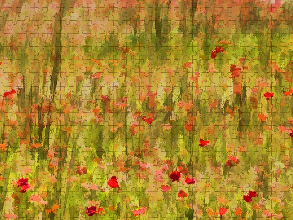 Flowers Jigsaw Puzzle featuring the painting Poppies of Tuscany by David Letts