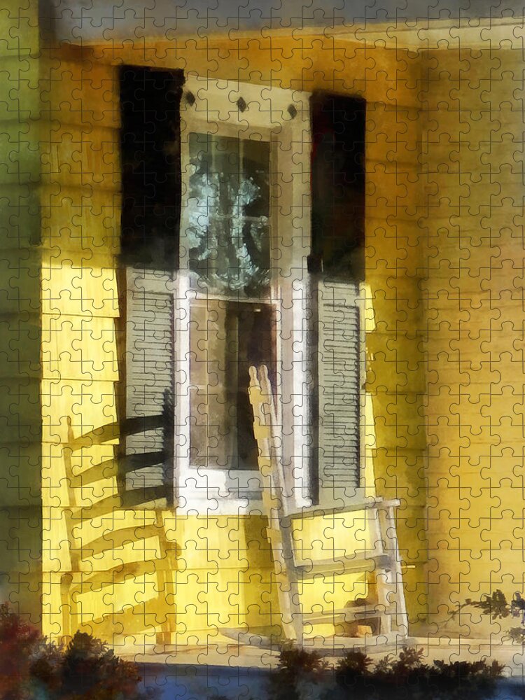 Shadow Jigsaw Puzzle featuring the photograph Porch - Long Afternoon Shadow of Rocking Chair by Susan Savad