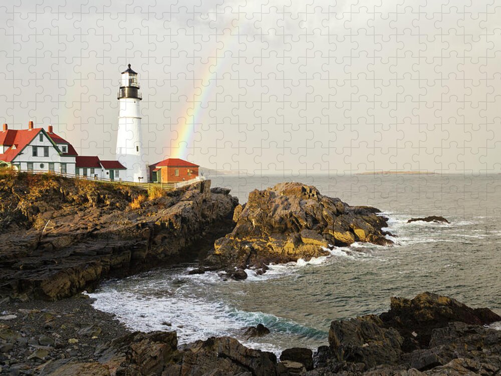 Seascape Jigsaw Puzzle featuring the photograph Portland Head Light Lighthouse And by Picturelake