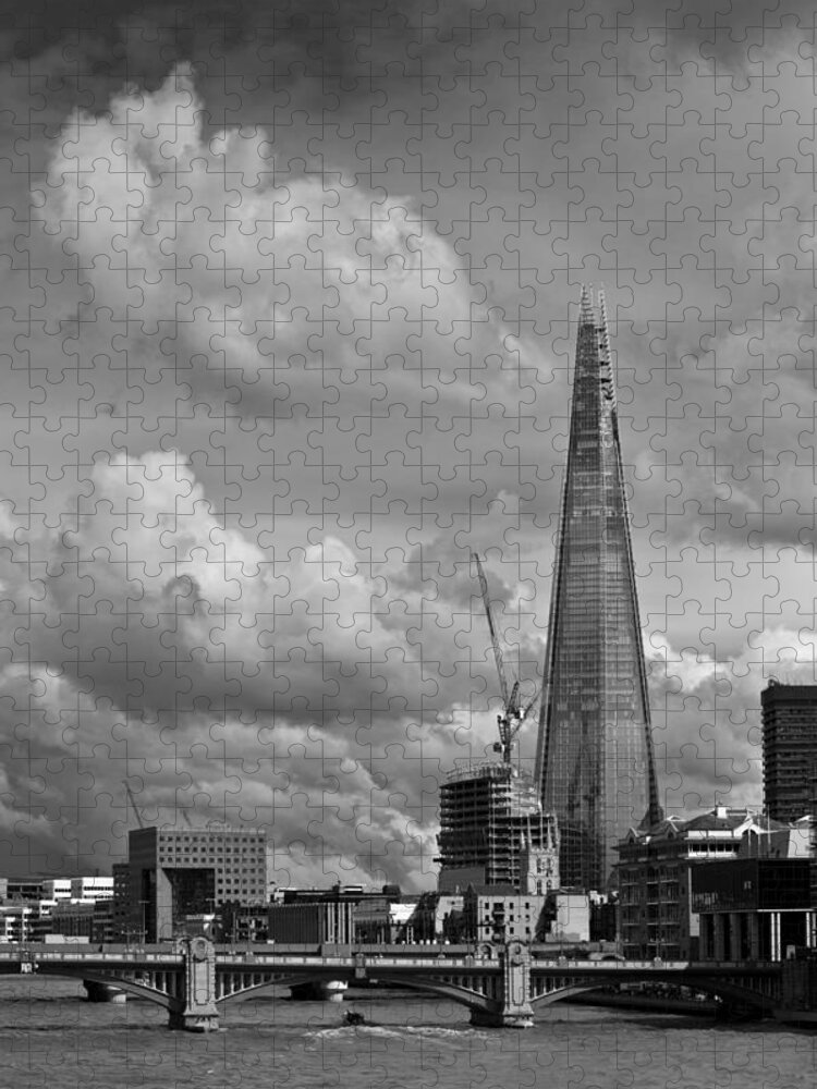Shard Jigsaw Puzzle featuring the photograph Portrait of the Shard black and white version by Gary Eason
