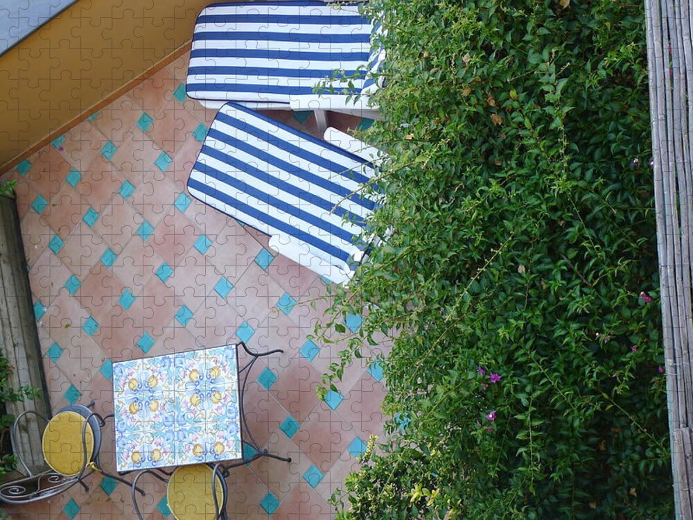  Jigsaw Puzzle featuring the photograph Positano - Balcony View - Lounge Chairs by Nora Boghossian