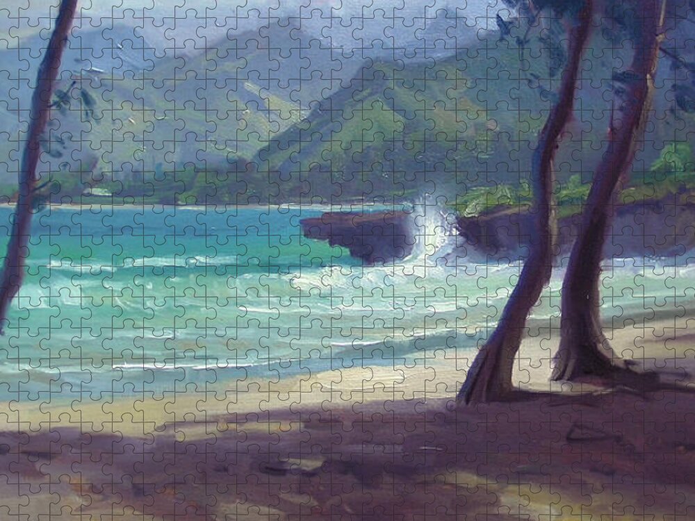 Hawaii Jigsaw Puzzle featuring the painting Pounders III by Richard Robinson