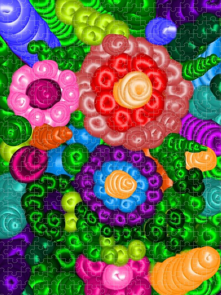 Abstract Jigsaw Puzzle featuring the digital art Pow by Christine Fournier