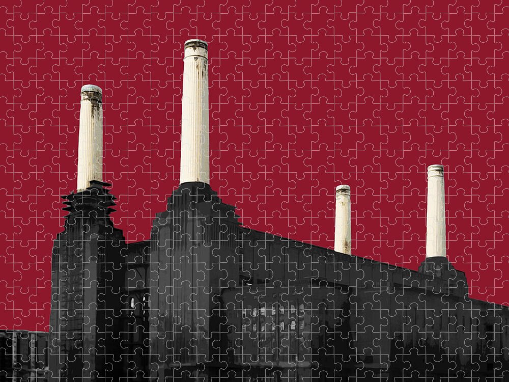 Battersea Jigsaw Puzzle featuring the mixed media Power - Blazing RED #2 by BFA Prints