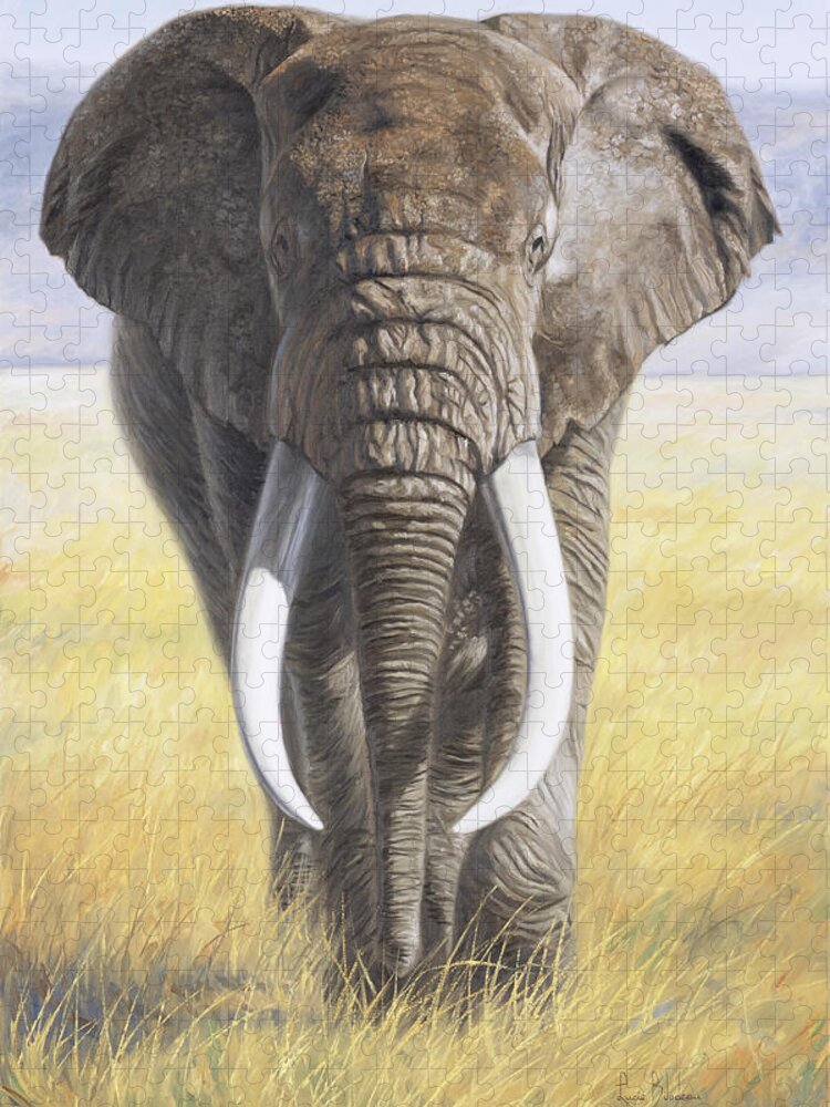 Elephant Puzzle featuring the painting Power Of Nature by Lucie Bilodeau