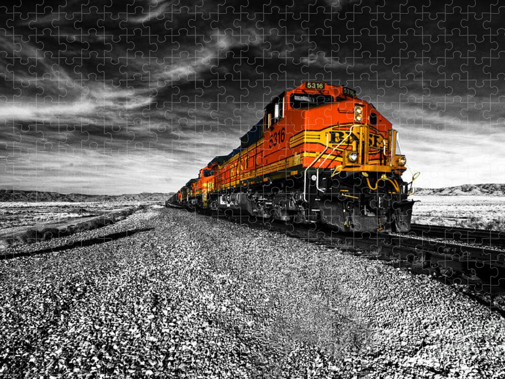 American Freight Train Jigsaw Puzzle featuring the photograph Power of the Santa Fe by Rob Hawkins