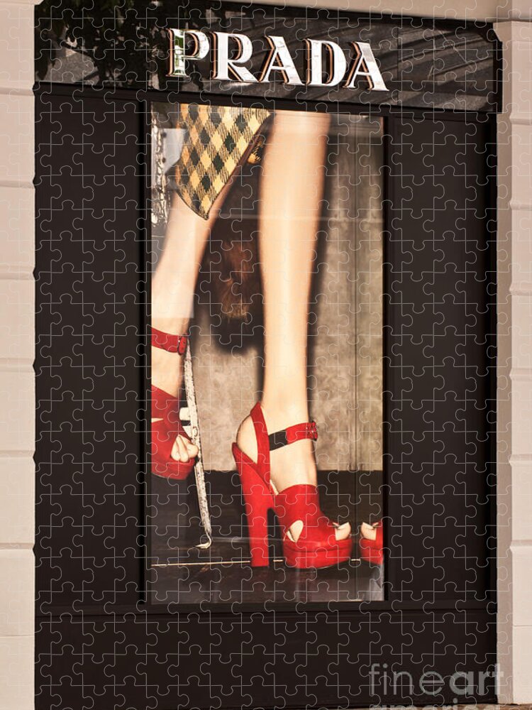 Prada Jigsaw Puzzle featuring the photograph Prada Red Shoes by Rick Piper Photography