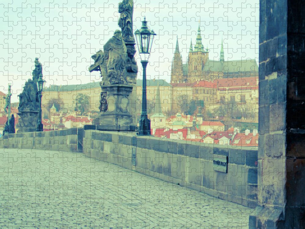 Tranquility Jigsaw Puzzle featuring the photograph Prague Castle From Charles Bridge by G.g.bruno