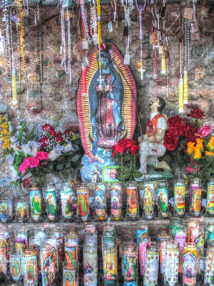 Candles Jigsaw Puzzle featuring the photograph Prayers to Our Lady of Guadalupe by Lanita Williams
