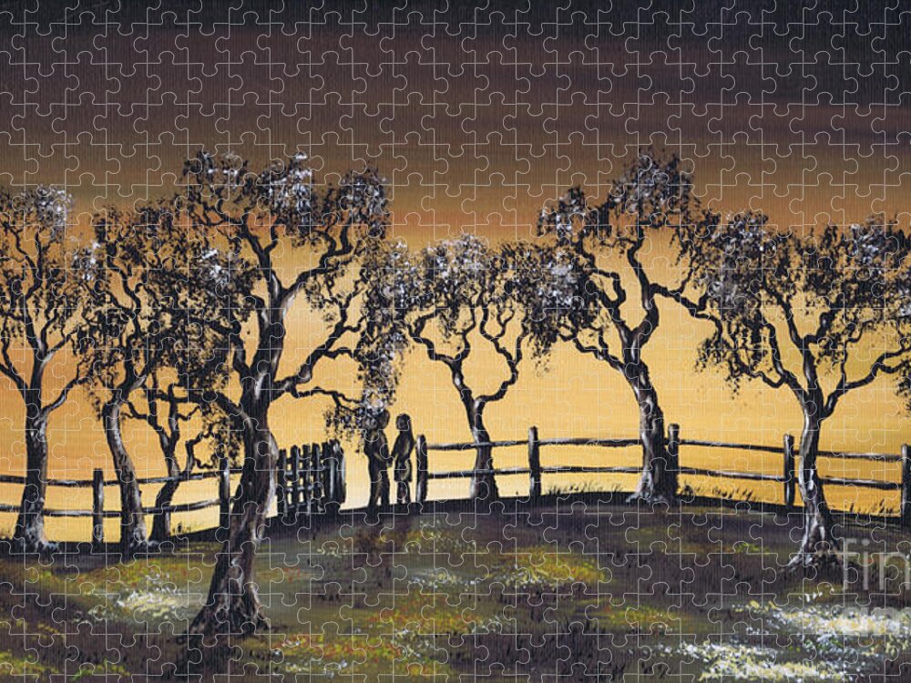 Sunset Jigsaw Puzzle featuring the painting Prelude To A Kiss by Kenneth Clarke