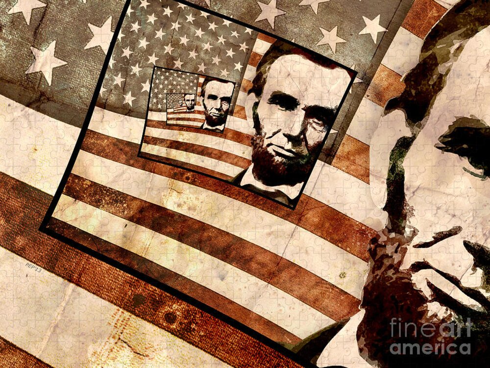 Lincoln Jigsaw Puzzle featuring the digital art President Abraham Lincoln by Phil Perkins