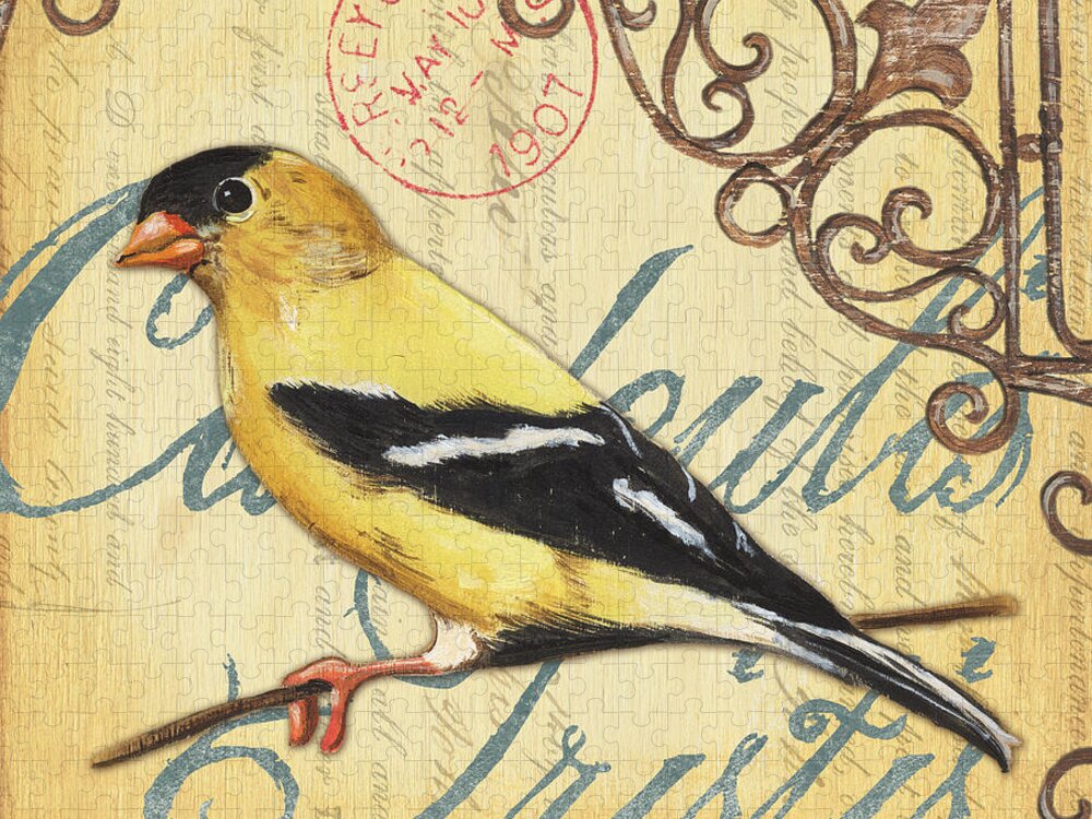 Goldfinch Jigsaw Puzzle featuring the painting Pretty Bird 3 by Debbie DeWitt