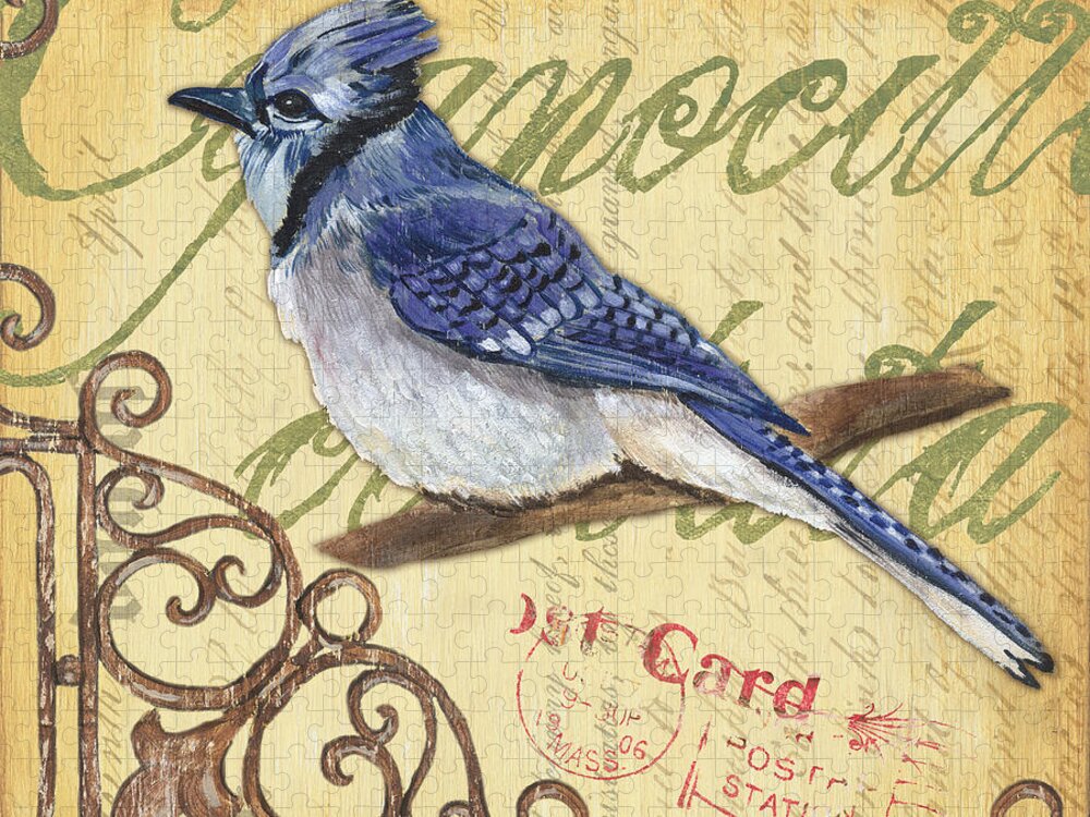 Blue Jay Jigsaw Puzzle featuring the painting Pretty Bird 4 by Debbie DeWitt