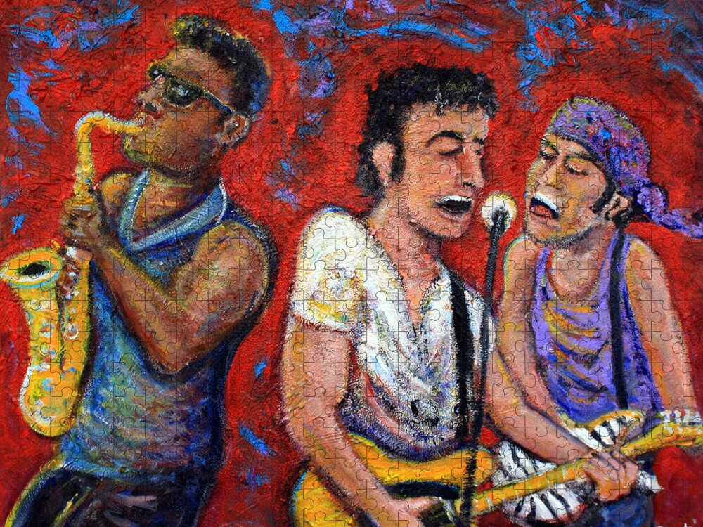 Bruce Springsteen Jigsaw Puzzle featuring the painting Prove It All Night Bruce Springsteen and The E Street Band by Jason Gluskin