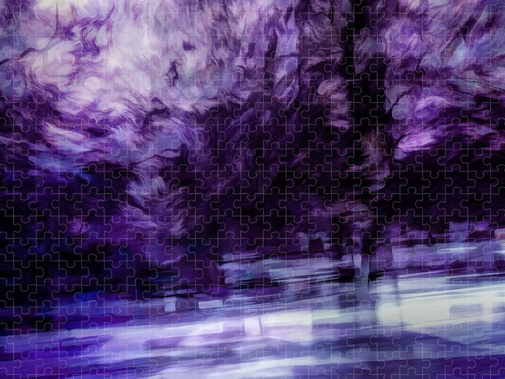 Purple Jigsaw Puzzle featuring the digital art Purple Fire by Scott Norris