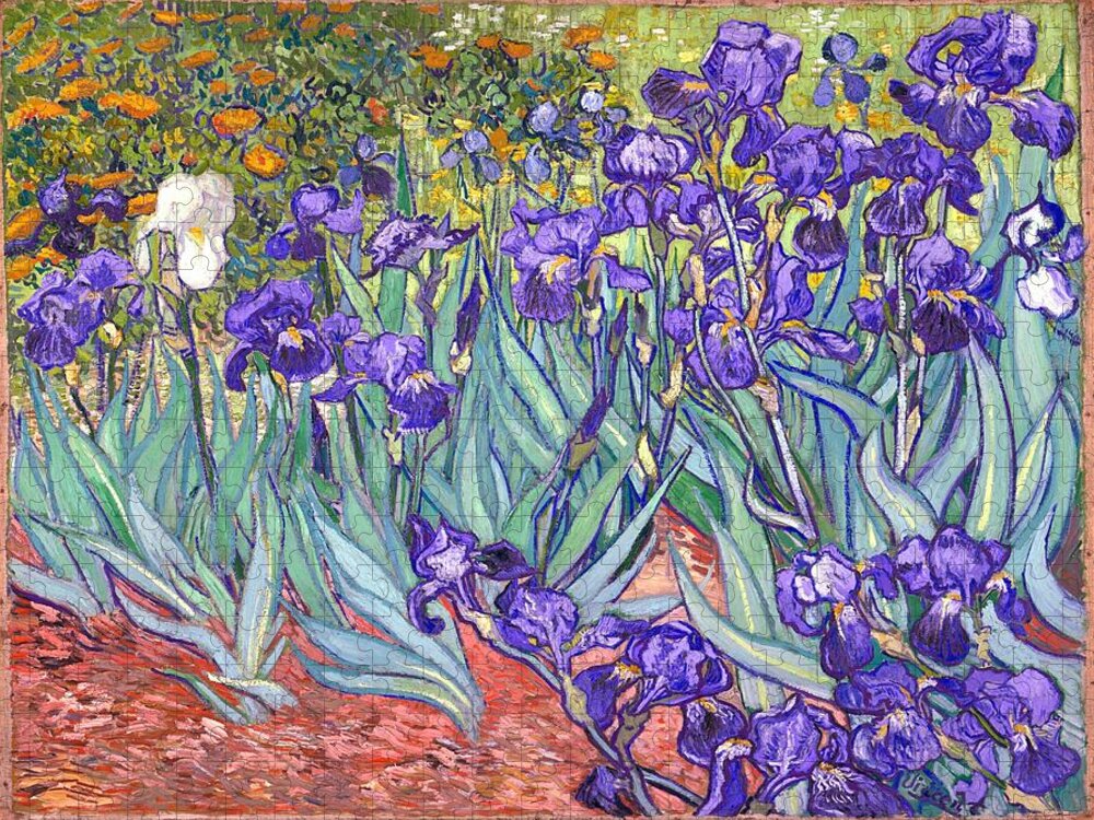 Van Gogh Jigsaw Puzzle featuring the painting Purple Irises by Vincent Van Gogh