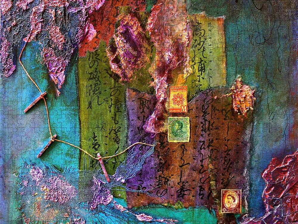 Mixed Media Jigsaw Puzzle featuring the mixed media Purple Prose by Bellesouth Studio