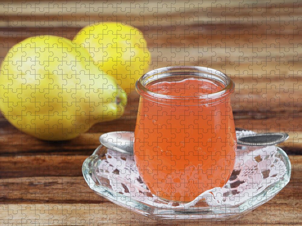 Spoon Jigsaw Puzzle featuring the photograph Quince Jam In Jar With Fruit, Close Up by Westend61