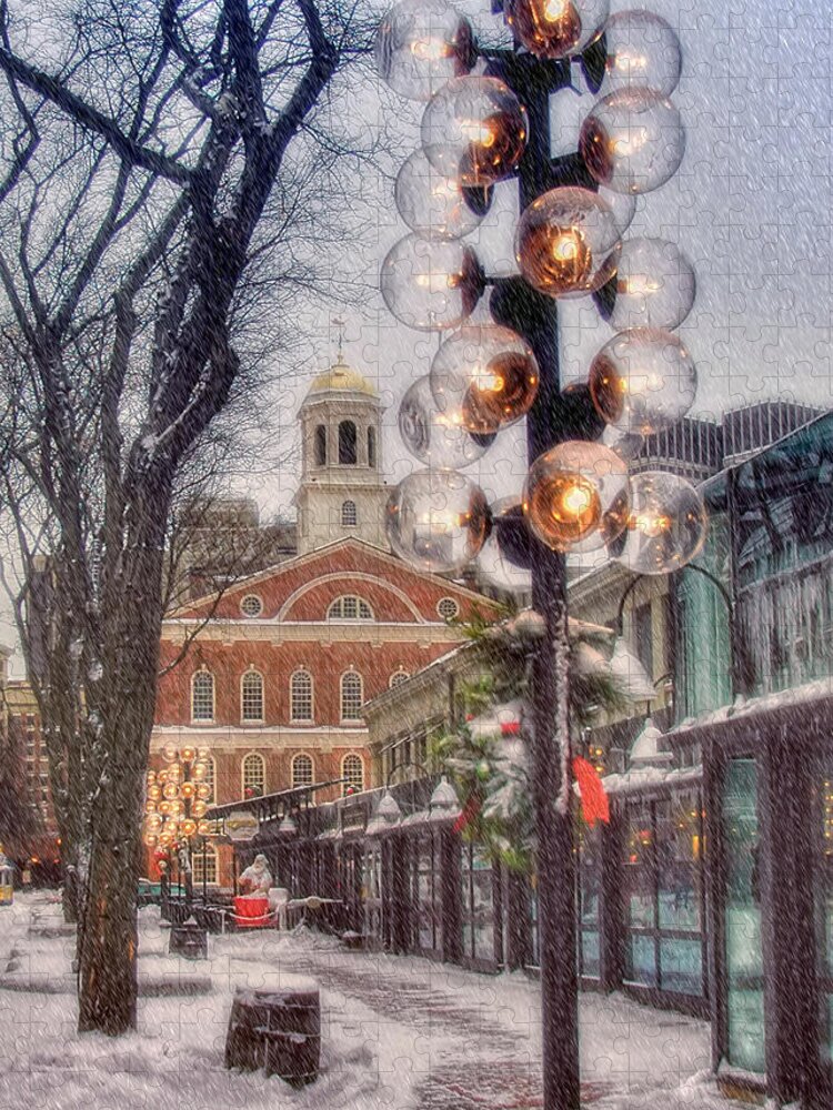 Faneuil Hall Christmas Cards Jigsaw Puzzle featuring the photograph Quincy Market Christmas 2 by Joann Vitali