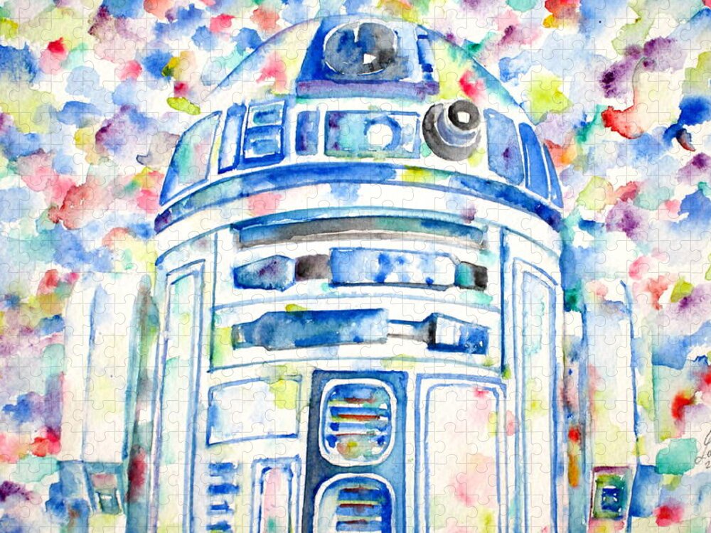 R2-d2 Jigsaw Puzzle featuring the painting R2-D2 watercolor portrait.1 by Fabrizio Cassetta