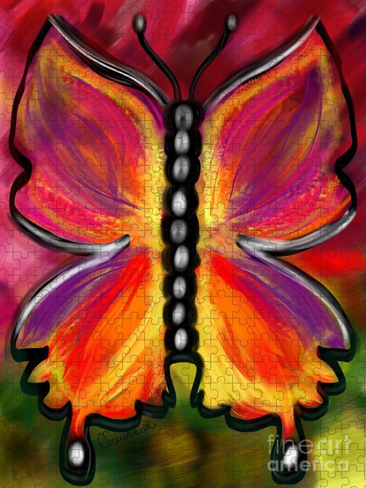 Butterfly Jigsaw Puzzle featuring the digital art Rainbow Butterfly by Christine Fournier