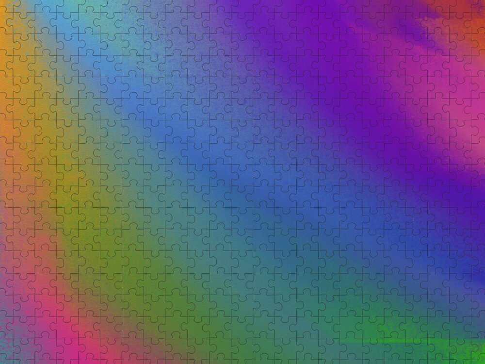 Andee Design Abstract Jigsaw Puzzle featuring the digital art Rainbow Color Wave Abstract Square by Andee Design