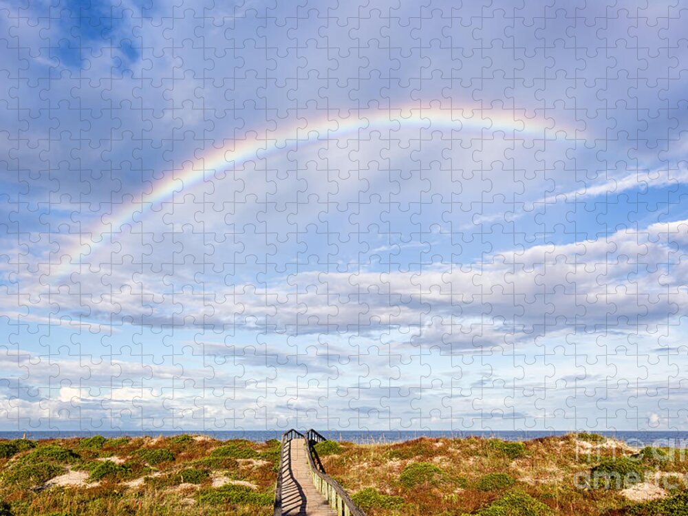Rainbow Jigsaw Puzzle featuring the photograph Rainbow over the Beach Amelia Island Florida by Dawna Moore Photography